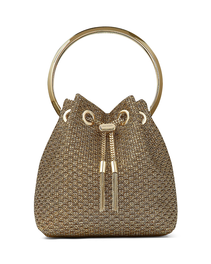 Jimmy Choo Bon Bon Ring Handle Bucket Bag In Champagne/gold