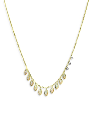 Meira T 14k Yellow & White Gold Diamond & Opal Charm Necklace, 18