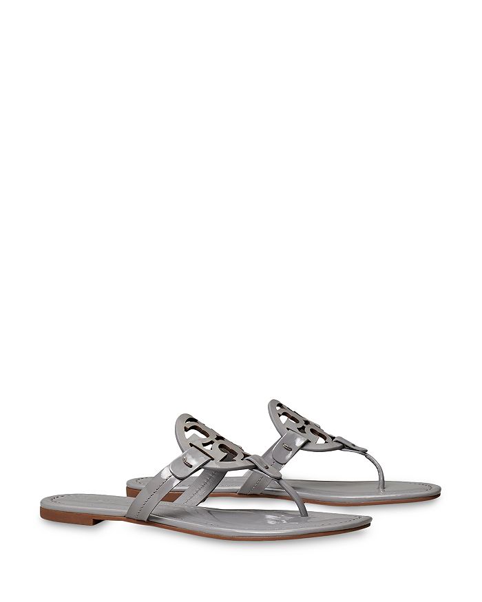 Tory Burch Women's Miller Thong Sandals In Malta Gray Patent Leather