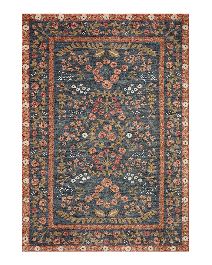 Rifle Paper Co Fiore Fio-01 Area Rug, 6'3 X 9' In Navy/rust