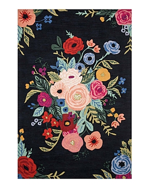 Rifle Paper Co Les Fleurs Les-03 Area Rug, 5' X 7'6 In Black/multi