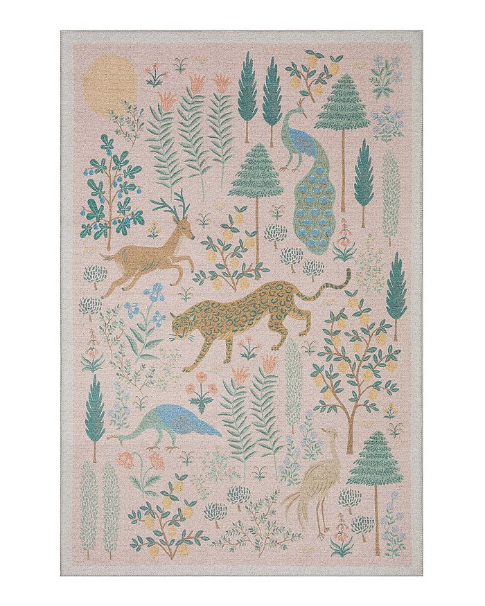 Rifle Paper Co Menagerie Men-01 Area Rug, 5' X 7'6 In Blush