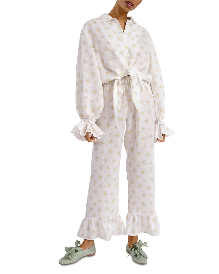 Sleeper ruffled hotsell linen pajama set