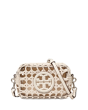 Tory Burch Perry Bombe Mini Woven Leather Crossbody