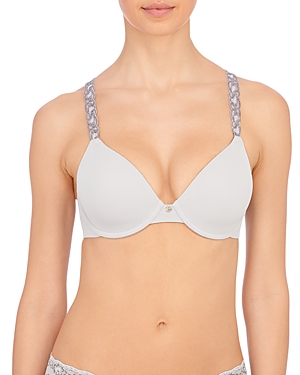Natori Pure Luxe Embroidered-strap Underwire Bra 732080 In Mink/mineral