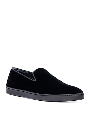 Shop Santoni Men's Muad Slip On Velvet Loafers In Black