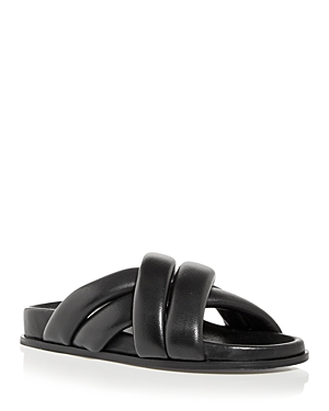 Anine Bing Lizzie Leather Cross-strap Slides In Black