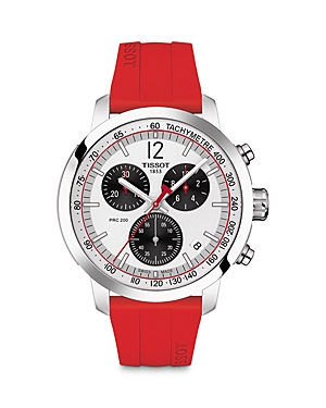 Tissot Prc 200 Chronograph, 43mm In Silver/red