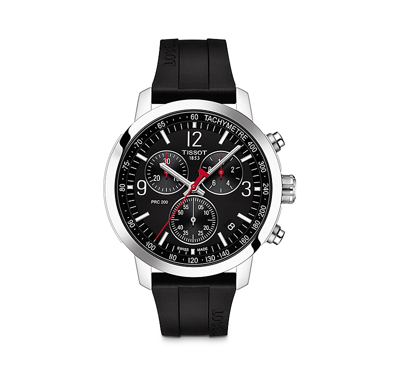Tissot T114.417.17.057.00 Prc 200 Chronograph Stainless Steel And Rubber Watch In Black