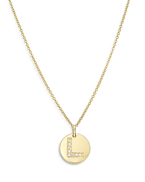 Zoe Lev 14k Yellow Gold Diamond Initial Pendant Necklace, 16-18 In L