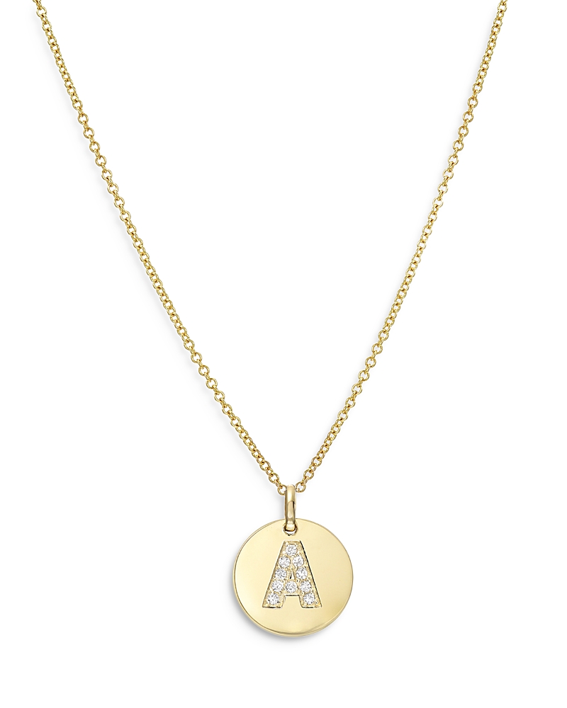 Zoe Lev 14K Yellow Gold Diamond Initial Pendant Necklace, 16