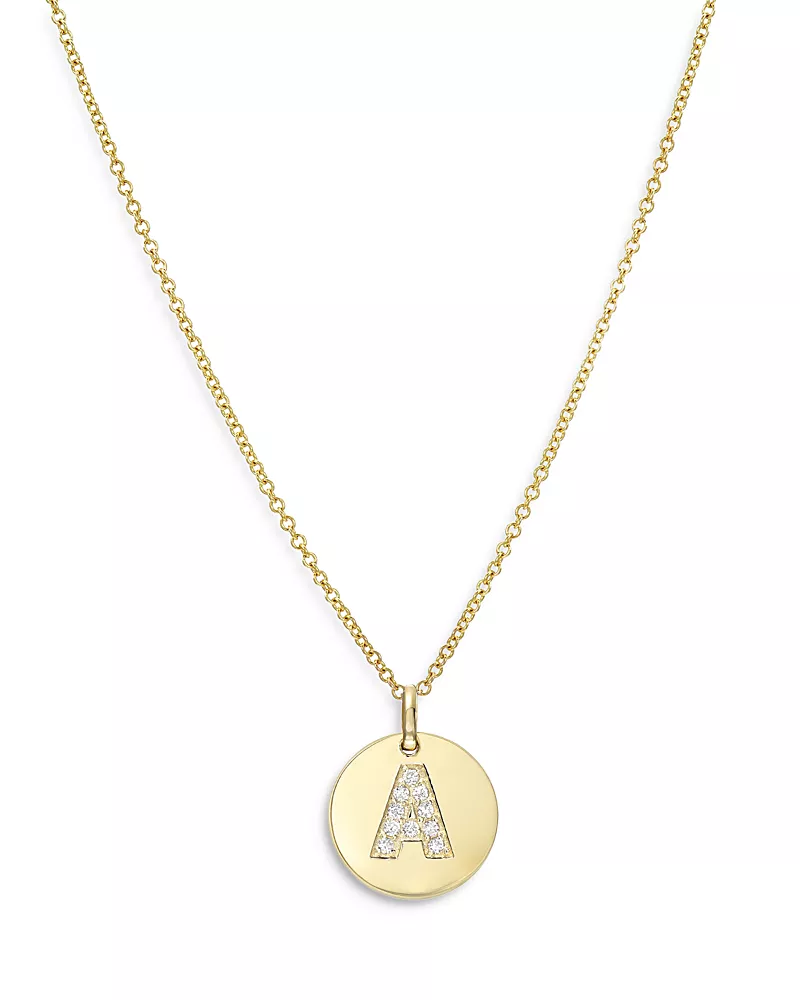 Zoe Lev 14K Yellow Gold Diamond Initial Pendant Necklace, 16
