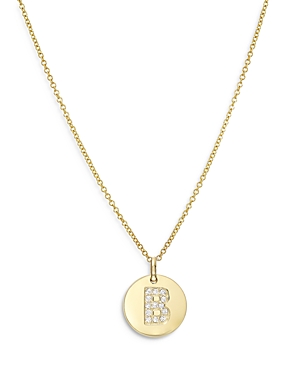 Zoe Lev 14k Yellow Gold Diamond Initial Pendant Necklace, 16-18 In B