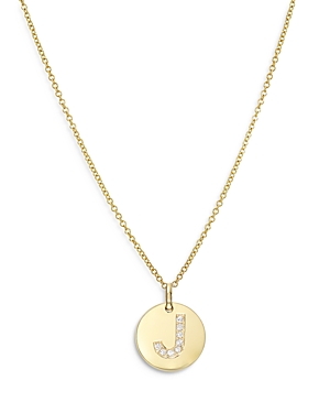 Zoe Lev 14k Yellow Gold Diamond Initial Pendant Necklace, 16-18 In J