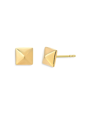 14K Yellow Gold Pyramid Stud Earrings