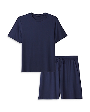 Shop Eberjey Henry Short Pajama Set In True Navy
