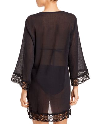 Island Fare Crocheted Lace Trim Tunic Swim Cover-Up