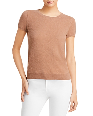 C By Bloomingdale's Short-sleeve Cashmere Sweater - 100% Exclusive In Camel