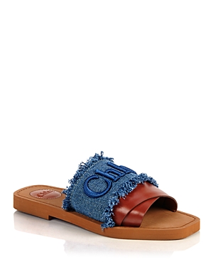 Chloe Women's Woody Embroidered Logo Slide Sandals