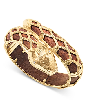 Capucine De Wulf Capucine De Wolf Serpentina Pave & Teak Bangle Bracelet In 18k Gold Plate In Gold Multi