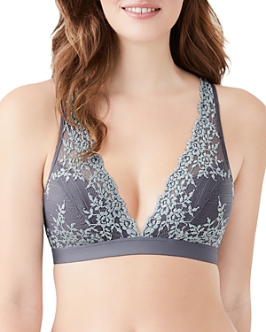 Wacoal Embrace Lace Convertible Plunge Soft Cup Wireless Bra In Quiet Shade/ether