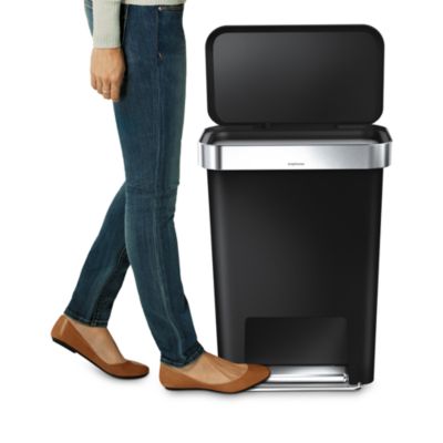 45 Liter Rectangular Liner Rim Kitchen Trash Can with Liner Pocket