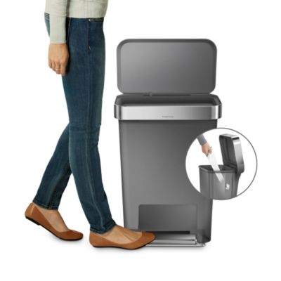 45 Liter Rectangular Liner Rim Kitchen Trash Can with Liner Pocket