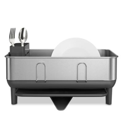 Compact Steel Frame Dish Drying Rack with Swivel Spout Drain