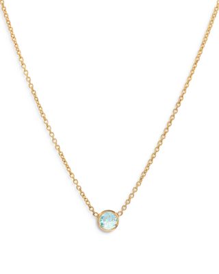 Zoe Lev - 14k Gold Birthstone Bezel Necklace, 16-18"