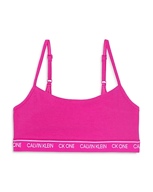 Calvin Klein Womens Party Pink Ck One Cotton-blend Logo-print Bralette L In Party Pink