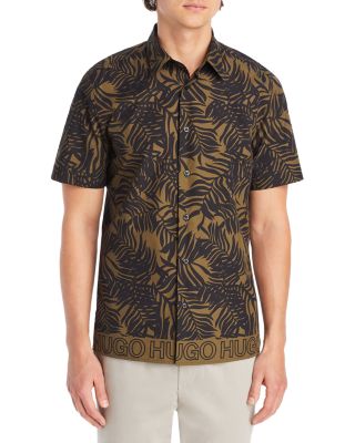 HUGO - Ebor Cotton Frond Print Relaxed Fit Button Down Shirt