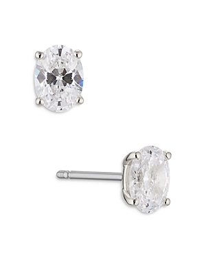 Nadri Modern Luv Large Oval Cubic Zirconia Stud Earrings In Rhodium