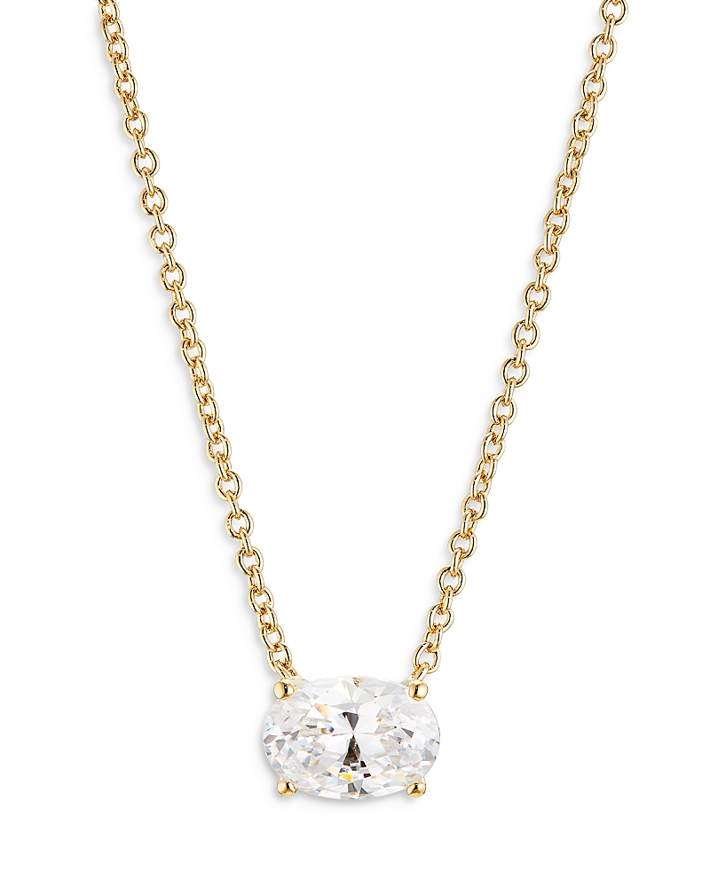 NADRI MODERN LOVE OVAL CUBIC ZIRCONIA PENDANT NECKLACE, 16-18 AN40563GCZC