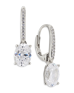 Nadri Modern Love Pave & Oval Cubic Zirconia Drop Earrings In Rhodium