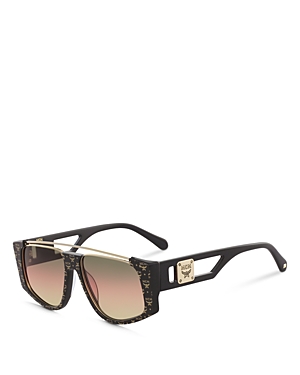 Mcm Unisex Metal Brow Bar Aviator Sunglasses, 55mm In Black/tan