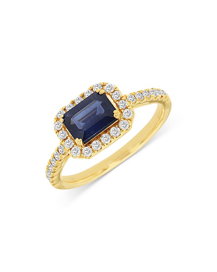 Bloomingdale's Sapphire & Diamond Halo Ring in 14K Yellow Gold 100