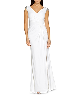 ADRIANNA PAPELL RUCHED JERSEY GOWN,AP1E207920