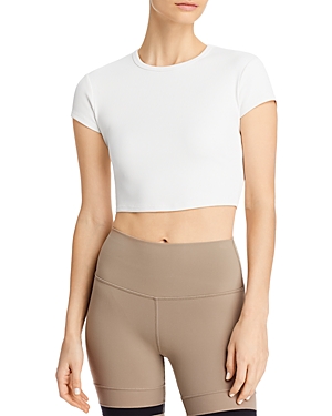 Alo Yoga Ribbed Short Sleeve Top In Ivory
