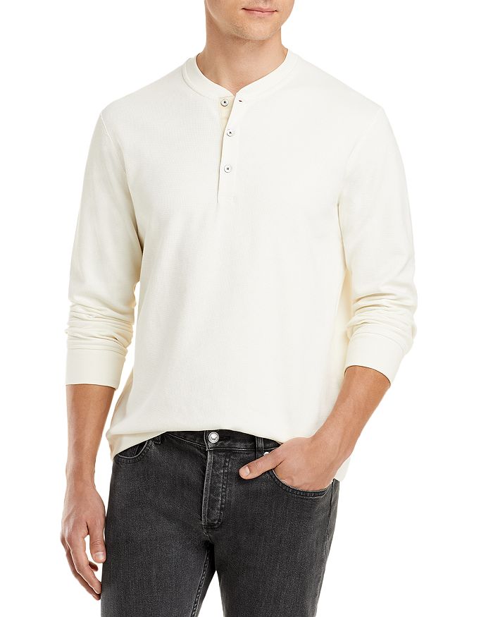 Theory Essential Classic Mini Waffle Long Sleeve Henley | Bloomingdale's