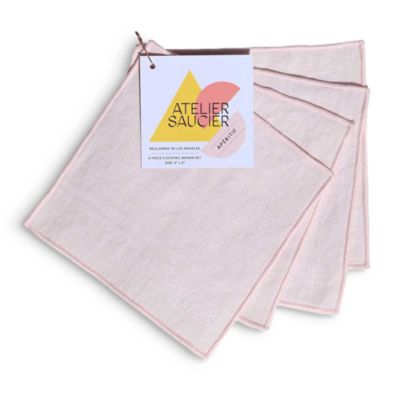 ATELIER SAUCIER - Blush Linen Cocktail Napkins, Set of 4