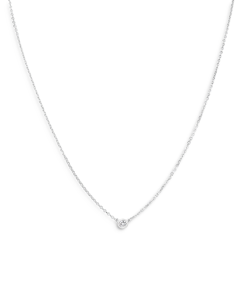 Bloomingdale's Fine Collection Diamond Bezel Solitare Necklace in 14K White Gold, 0.05 tcw - 100% Exlcusive
