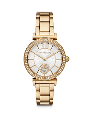 Shop Michael Kors Abbey Watch, 36mm In White/gold