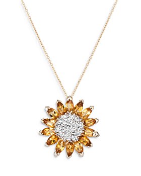 Bloomingdale's - Yellow Sapphire & Diamond Sunflower Pendant Necklace in 14K Yellow Gold, 16" - 100% Exclusive