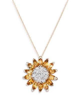 Floral cluster diamond pendant- Yellow gold — J. Sampieri