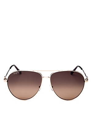 Ferragamo Timeless Collection Brow Bar Aviator Sunglasses, 61mm