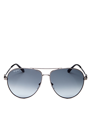 Ferragamo Men's Timeless Collection Brow Bar Aviator Sunglasses, 61mm