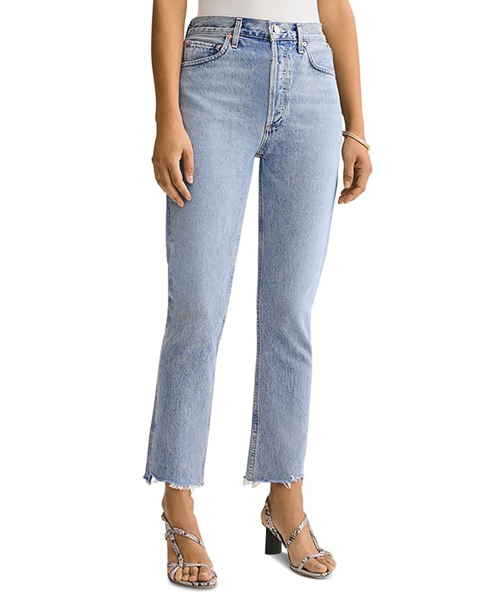 AGOLDE Riley Crop Straight-Leg Jeans in Zephyr | Bloomingdale's