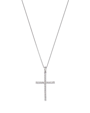 Bloomingdale's Diamond Micro-pave Cross Pendant Necklace In 14k White Gold, 0.50 Ct. T.w. - 100% Exclusive
