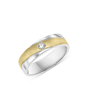 Bloomingdale's Men's Diamond Two Tone Band Ring In 14k White Gold, 0.10 Ct. T.w. - 100% Exclusive