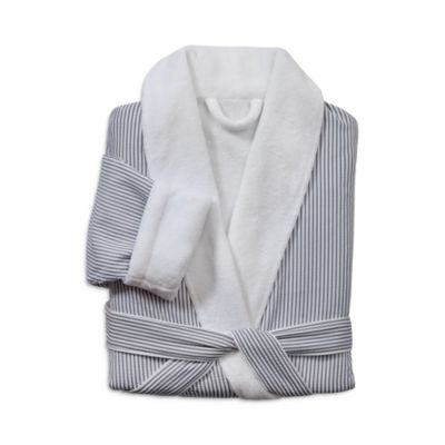 Fleece Lined Seersucker Bathrobe